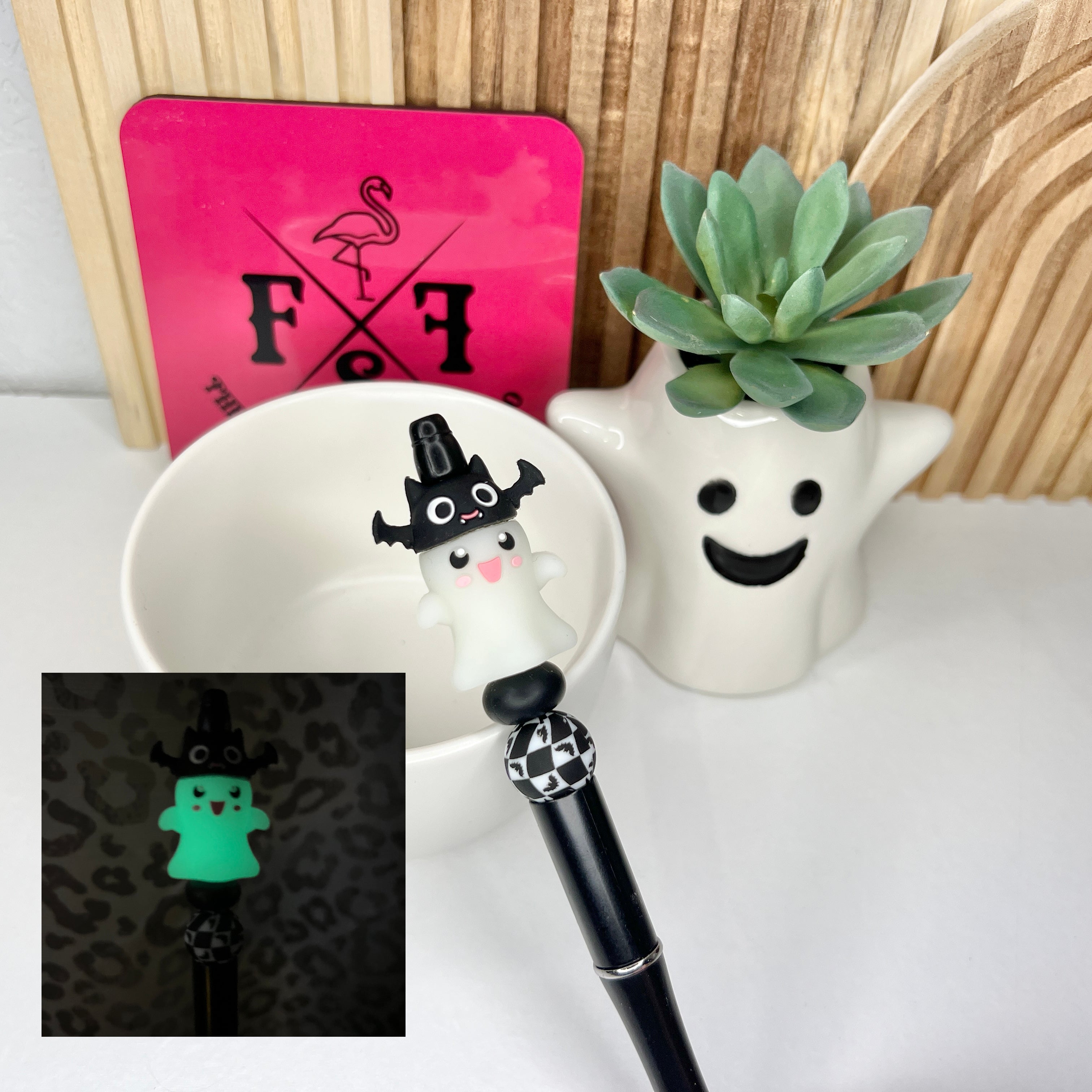 GLOW Bat Ghost Plastic Pen