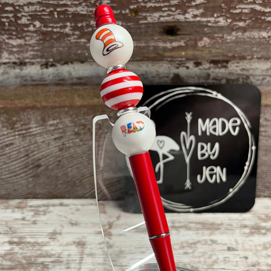 Striped "READ" Red Metal Pen