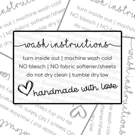 Shirt Wash Instructions - Thermal Label Design