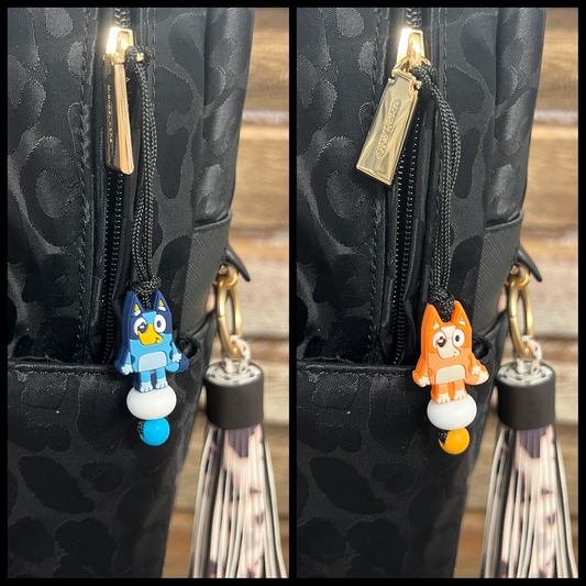 Blue Dog Zipper Charm