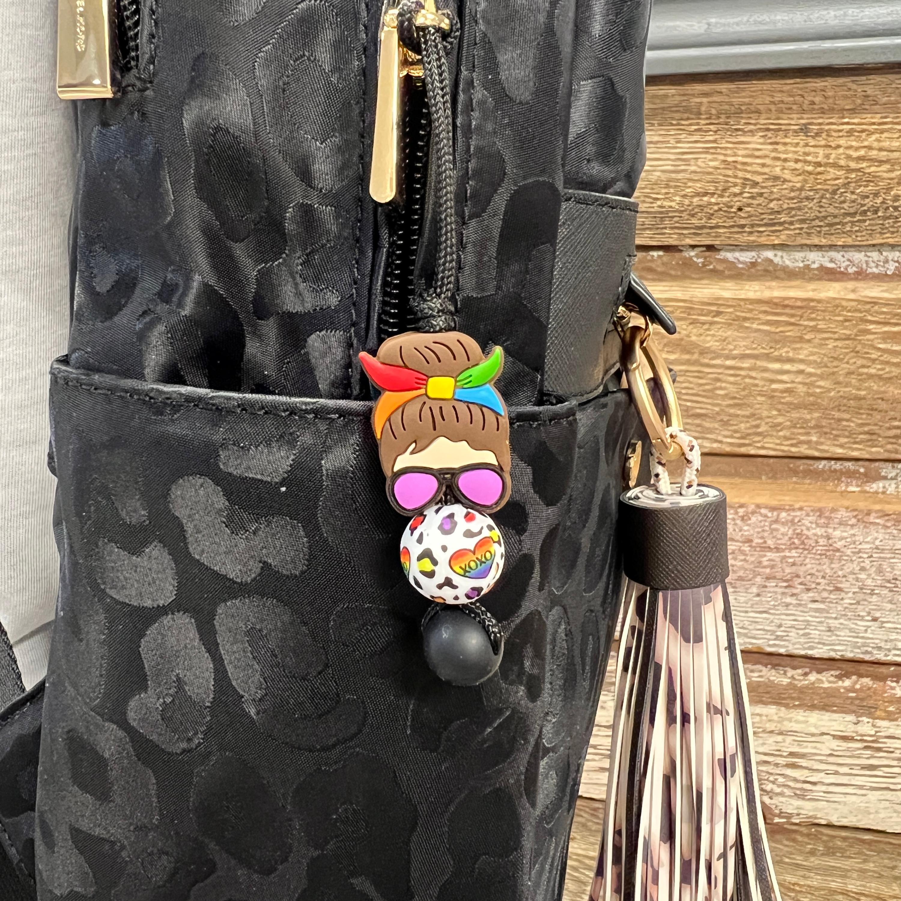 Rainbow Messy Bun Zipper Charm