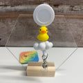 Rubber Ducky w-White Bubbles Badge Reel