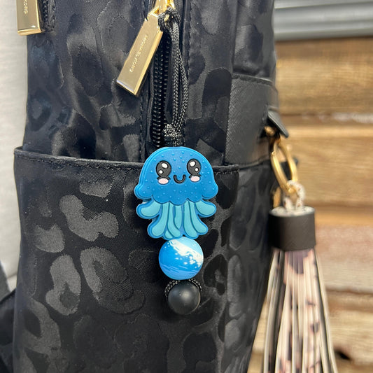 Blue Jelly Fish Zipper Charm