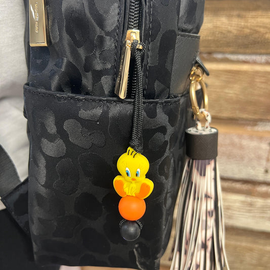 Yellow Bird + Orange Zipper Charm