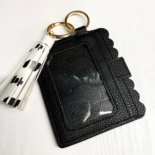 Black and White Cow Wristlet w/Wallet