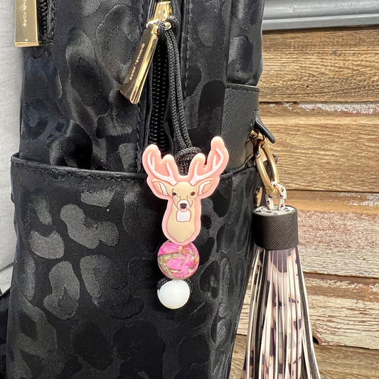 Pink Buck Zipper Charm