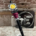 Black Happy Burgundy Bloom Metal Pen