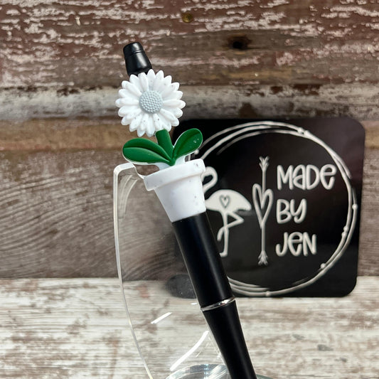 White Daisy Speckled Bloom Pen