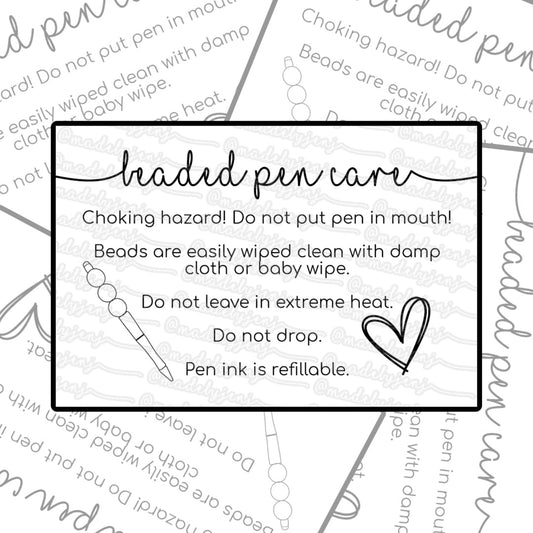 Beaded Pen Care - Thermal Label Design