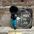 Black & Teal Cactus Aztec Badge Reel