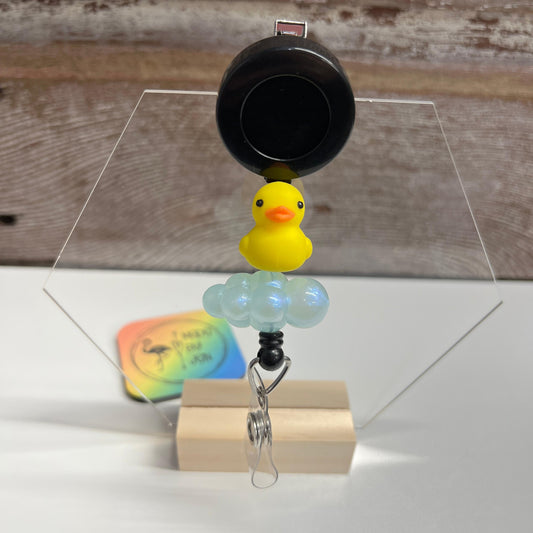 Rubber Ducky w-Blue Bubbles Badge Reel