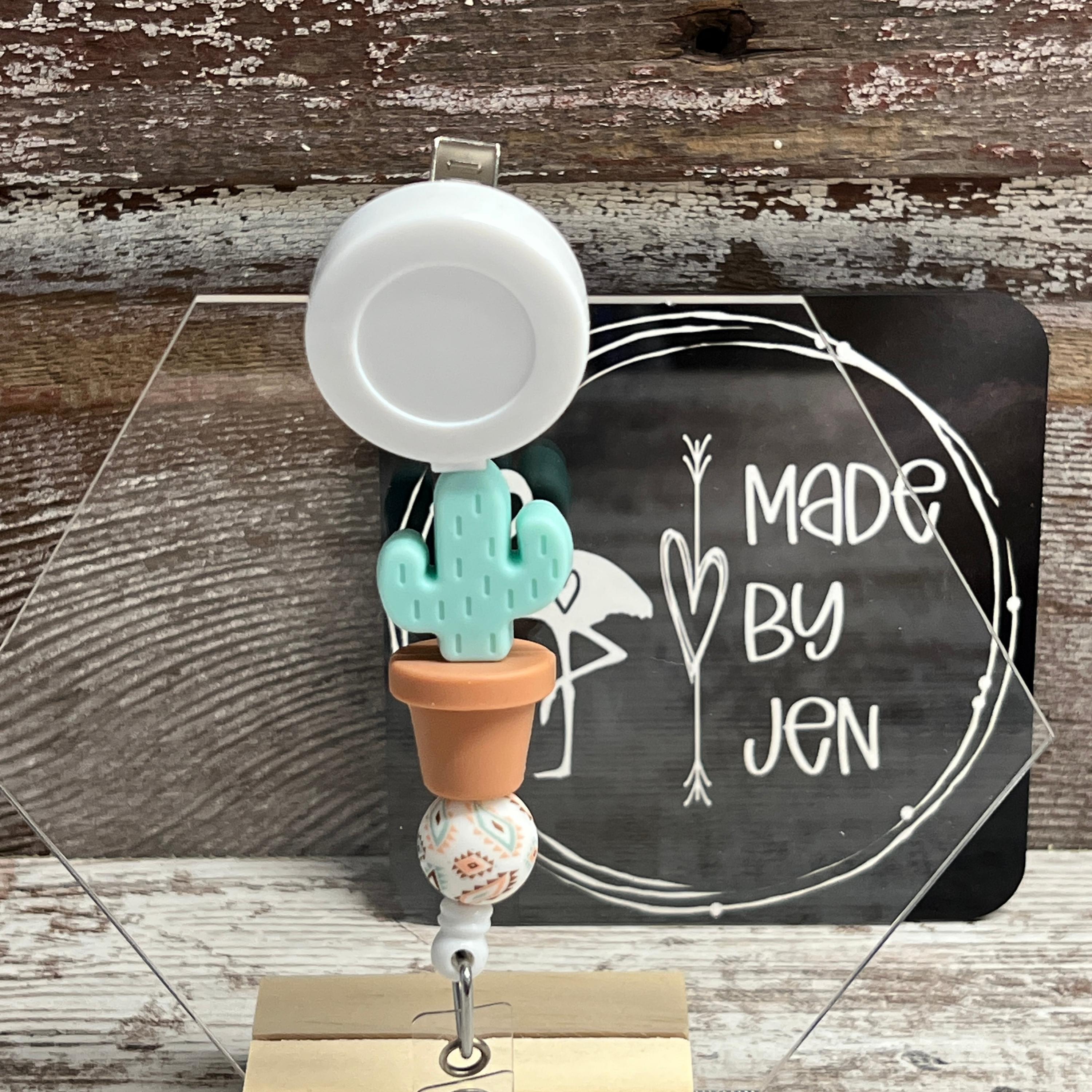 Aqua Aztec Cactus Badge Reel